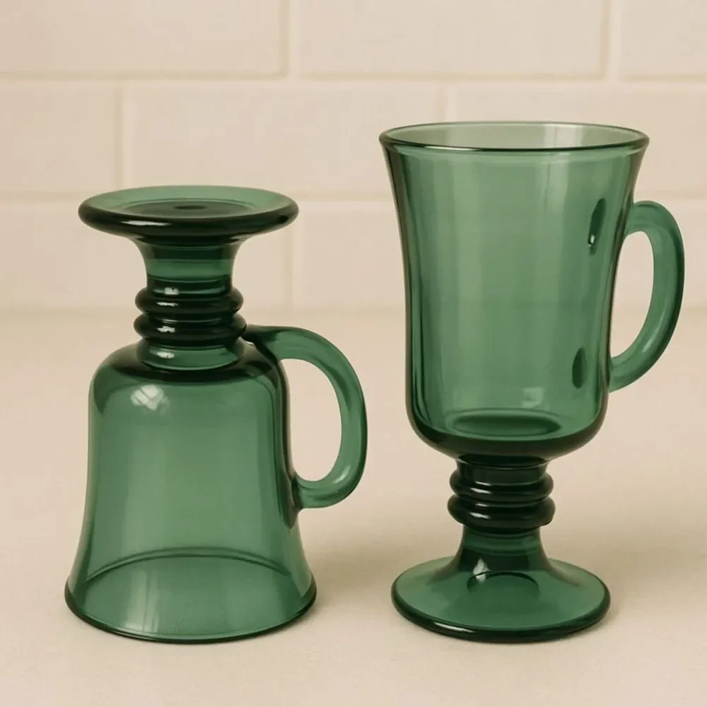 Libbey | Emerald Green Footed Irish Coffee Mugs Set of 4 | EUC - Picture 4 of 7